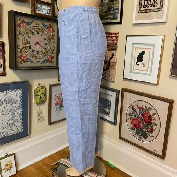 Chicos Design Womens Blue Linen Loose Fit Casual Pants with Elastic Waist Size 3 - Picture 2 of 5